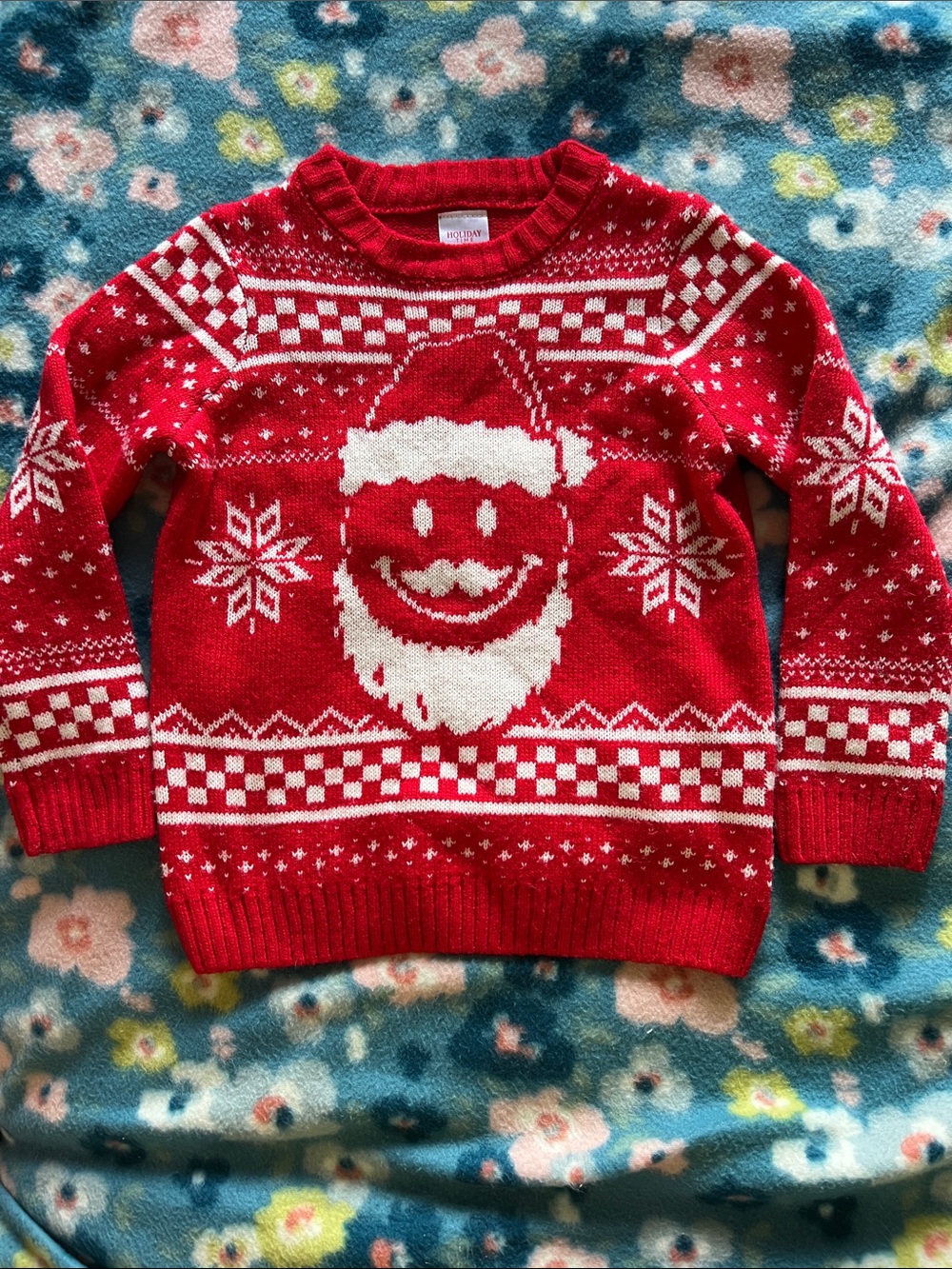Holiday Time Red Knit Sweater with White Label Detail (unisex)